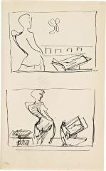 [Standing female nude with drafting table, two studies] Marshall Jenkins Sketchbook, page 76