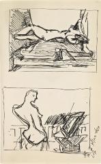 [Standing female nude with mantel / Standing female nude with drafting easel] Marshall Jenkins Sketchbook, page 72