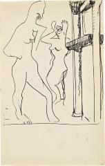 [Two standing female nudes with mantel] Marshall Jenkins Sketchbook, page 67