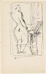 [Standing female nude with drafting table] Marshall Jenkins Sketchbook, page 77